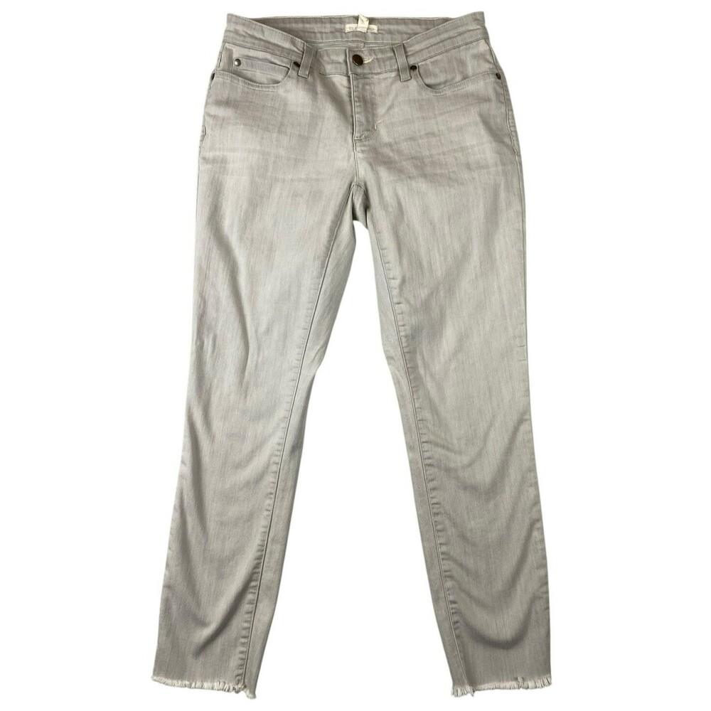 Eileen Fisher Womens 4 Gray Organic Cotton Crop Jeans Raw Hem Stretch USA 29x27